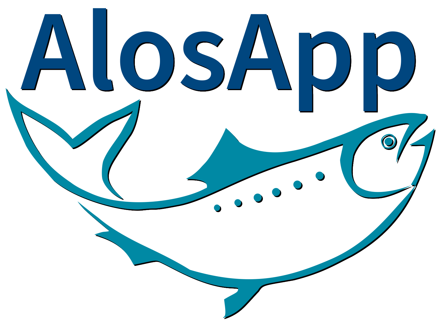 AlosApp logo; black fish outline with AlosApp text above
